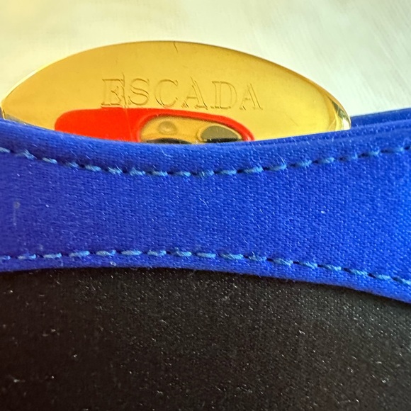 ESCADA - Indigo / Royal Blue Purse Clutch Handbag Crossbody - Gold Detail - Picture 14 of 14